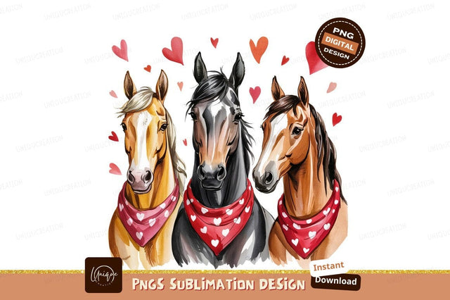 Three Horses With Heart Bandanas Art Sublimation Designangry 