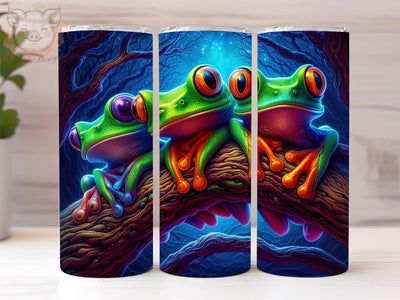 Three Little Frogs On A Wood Tree 20oz Tumbler Png, Straight & Tapered Tumbler Png, Three Little Frogs Tumbler Png, Digital Download PNG Sublimation Lara' s Designs 