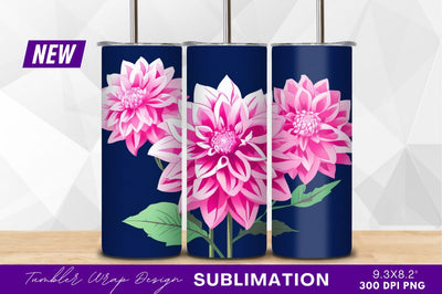 Three pink dahlia flowers against dark backdrop Sublimation Regulrcrative 