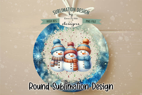 Three Snowmen Blue Wind Spinner Sublimation Design Sublimation Ewe-N-Me Designs 