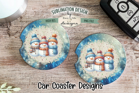 Three Snowmen Blue Wind Spinner Sublimation Design Sublimation Ewe-N-Me Designs 