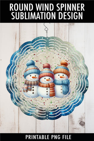 Three Snowmen Blue Wind Spinner Sublimation Design Sublimation Ewe-N-Me Designs 
