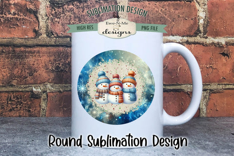 Three Snowmen Blue Wind Spinner Sublimation Design Sublimation Ewe-N-Me Designs 