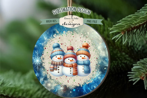 Three Snowmen Blue Wind Spinner Sublimation Design Sublimation Ewe-N-Me Designs 