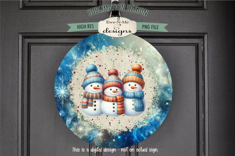 Three Snowmen Blue Wind Spinner Sublimation Design Sublimation Ewe-N-Me Designs 