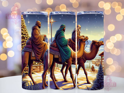 Three Wisemen Christmas Tumbler PNG 20 oz Skinny Tumbler Sublimation Design, Straight Tumbler Wrap, Instant Digital Download PNG Wrap Sublimation SvggirlplusArt 