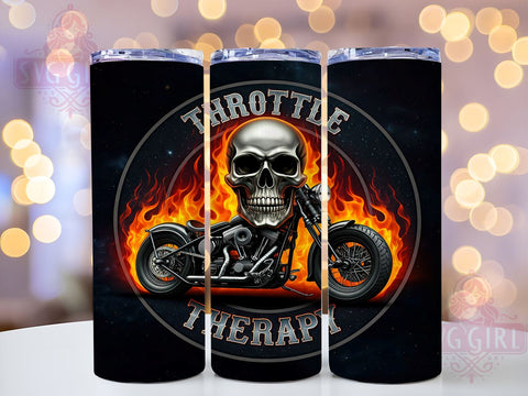 Throttle Therapy Motorcycle 20oz Tumbler, Motorcycle Tumbler, Throttle Therapy, Sublimation Wrap, 20oz Tumbler, Biker Gift, Motorcycle Accessories Sublimation SvggirlplusArt 