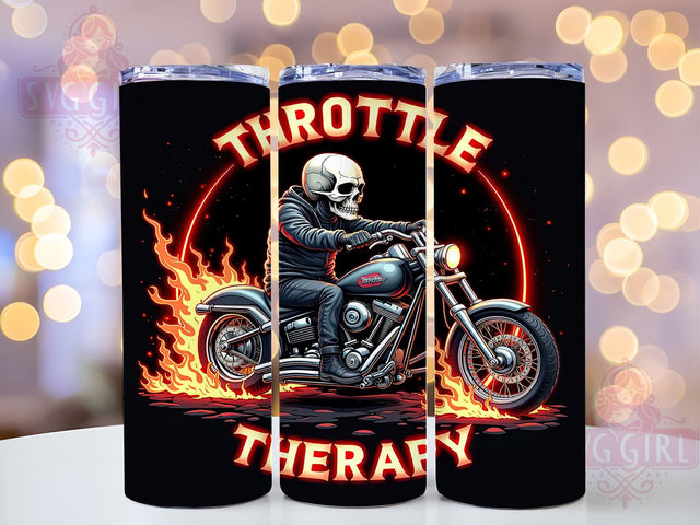 Throttle Therapy Motorcycle 20oz Tumbler, Motorcycle Tumbler, Throttle Therapy, Sublimation Wrap, 20oz Tumbler, Biker Gift, Motorcycle Accessories Sublimation SvggirlplusArt 