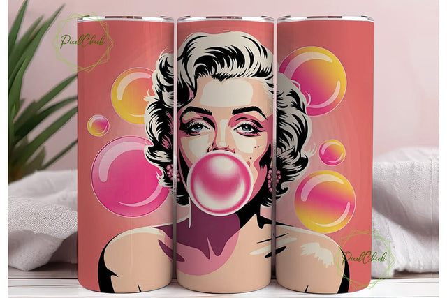 THSPlyn Bubblegum 20oz Tumbler Wrap Sublimation PixelChick 