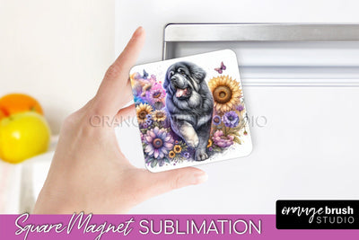 Tibetan Mastiff Magnet Sublimation - Dog Mom Floral Magnet PNG Design Sublimation OrangeBrushStudio 