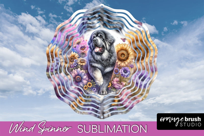 Tibetan Mastiff Wind Spinner, Dog Mom Floral Wind Spinner Sublimation Sublimation OrangeBrushStudio 