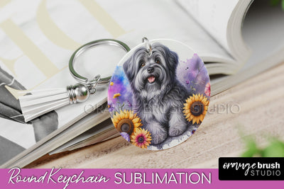 Tibetan Terrier Keychain - Dog mom Floral Keychain Sublimation Design Sublimation OrangeBrushStudio 