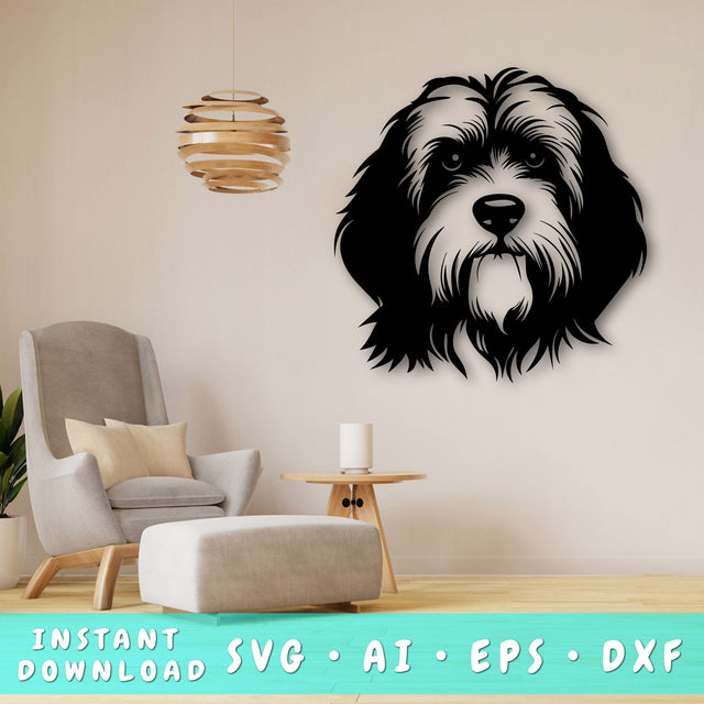 Tibetan Terrier Laser SVG Cut File, Tibetan Terrier Glowforge File, Tibetan Terrier DXF, Tibetan Terrier Wall Art SVG SVG HappyDesignStudio 