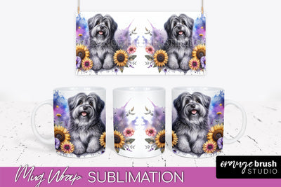 Tibetan Terrier Mug Wrap - Dog Mom Floral Coffee Mug PNG Sublimation Sublimation OrangeBrushStudio 