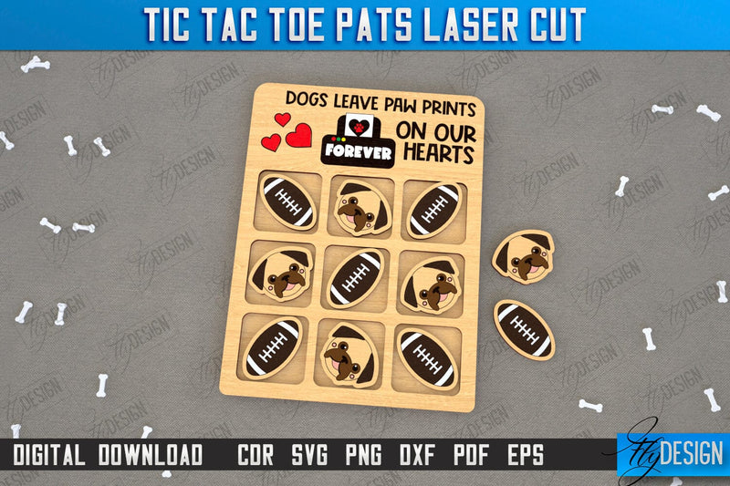 Tic Tac Toe | Classic Game | Noughts and Crosses | Board Game | Pets | CNC File SVG Fly Design 