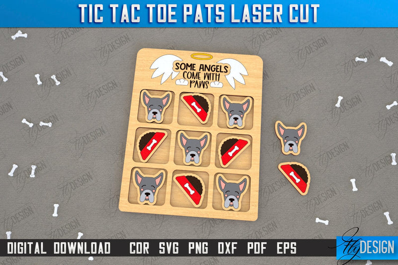 Tic Tac Toe | Classic Game | Noughts and Crosses | Board Game | Pets | CNC File SVG Fly Design 