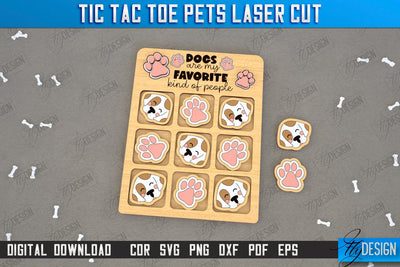 Tic Tac Toe | Classic Game | Noughts and Crosses | Board Game | Pets | CNC File SVG Fly Design 