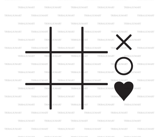Tic Tac Toe Game with Heart SVG TribaliumArtSF 