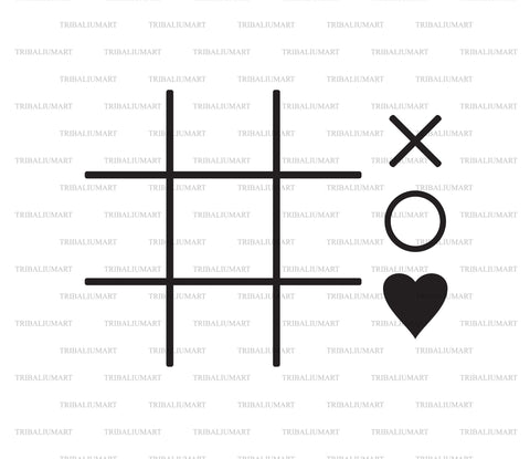 Tic Tac Toe Game with Heart SVG TribaliumArtSF 