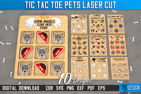 Tic Tac Toe Laser Cut Bundle | Home Pets | Classic Game | Noughts and Crosses | Board Game | CNC Files SVG Fly Design 