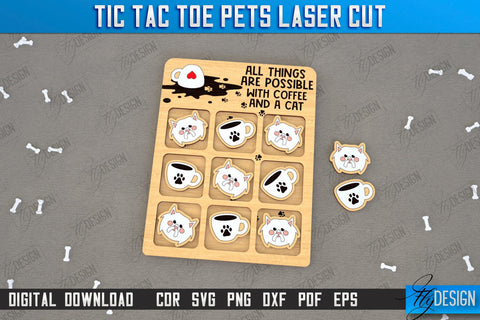 Tic Tac Toe Laser Cut Bundle | Home Pets | Classic Game | Noughts and Crosses | Board Game | CNC Files SVG Fly Design 