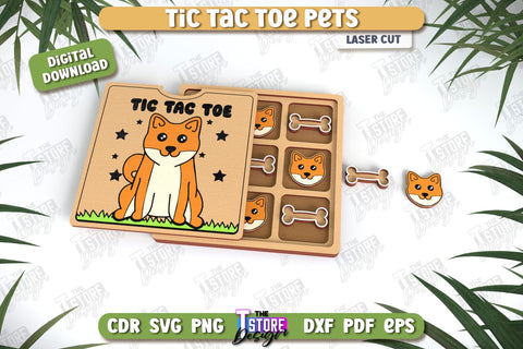 Tic Tac Toe Pets Laser Cut Bundle, Wooden Game SVG, Kids Board Game, Noughts and Crosses, Paw Print SVG, Pet Party Favors SVG The T Store Design 