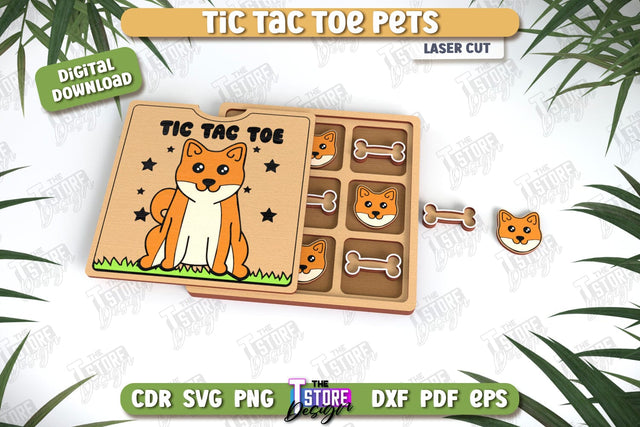 Tic Tac Toe Pets Laser Cut Design, Wooden Game SVG, Kids Board Game, Noughts and Crosses, Paw Print SVG, Pet Party Favor SVG The T Store Design 