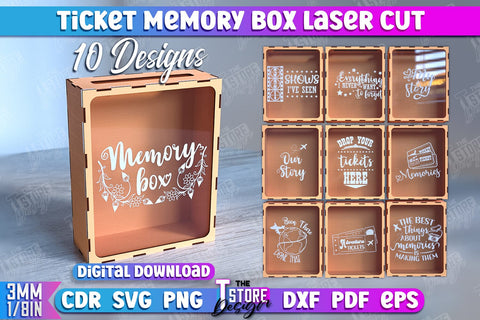 Ticket Stub Memory Box Bundle | Favorite Moments | Travels Tickets | Concert Tickets | CNC File SVG The T Store Design 