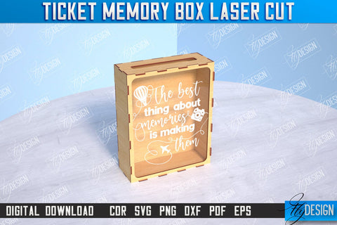 Ticket Stub Memory Box Laser Cut Bundle | Favorite Moments | Travels Tickets | Concert Tickets | CNC Files SVG Fly Design 