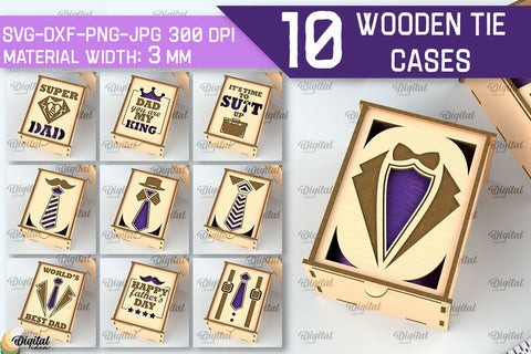 Tie Box Laser cut Bundle. Wooden Tie Case SVG. Father Gift Laser Cut SVG Evgenyia Guschina 