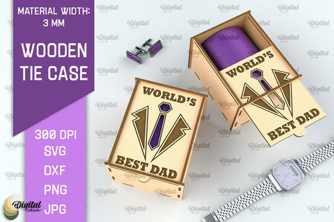 Tie Box Laser cut Bundle. Wooden Tie Case SVG. Father Gift Laser Cut SVG Evgenyia Guschina 