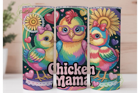 Tie-Dye Chicks 20oz Tumbler Wrap Sublimation PixelChick 