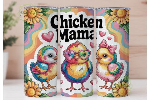 Tie-Dye Chicks 20oz Tumbler Wrap Sublimation PixelChick 