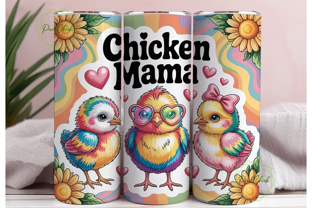 Tie-Dye Chicks 20oz Tumbler Wrap Sublimation PixelChick 