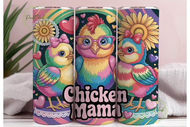 Tie-Dye Chicks 20oz Tumbler Wrap Sublimation PixelChick 