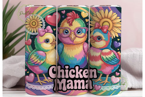 Tie-Dye Chicks 20oz Tumbler Wrap Sublimation PixelChick 