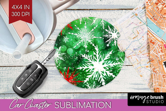 Tie Dye Christmas Car Coaster, Glitter Coaster Sublimatoin Sublimation OrangeBrushStudio 