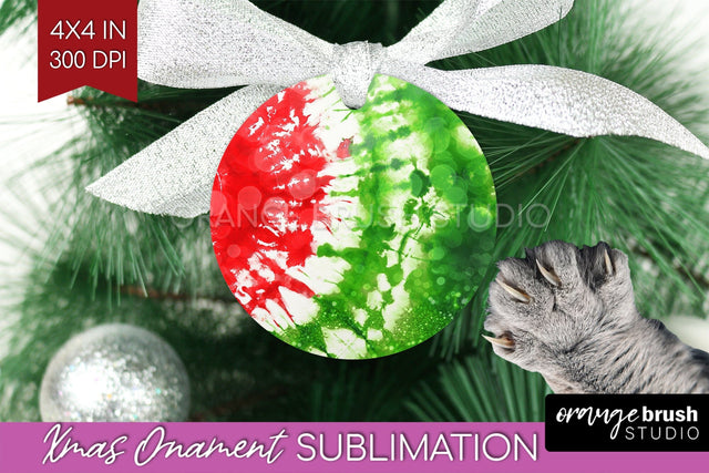 Tie Dye Christmas Ornament Sublimation - Glitter Ornament Sublimation OrangeBrushStudio 