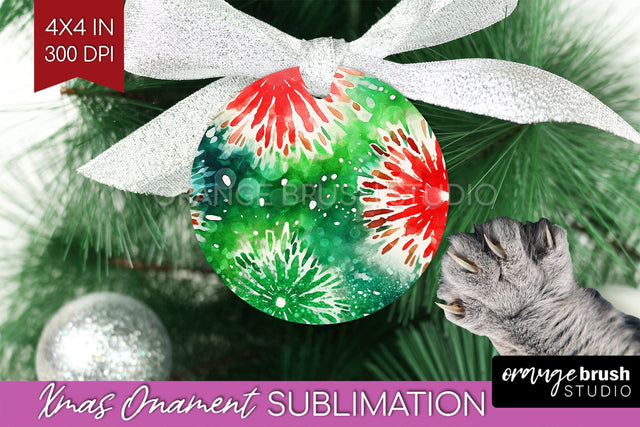Tie Dye Christmas Ornament Sublimation - Glitter Ornament Sublimation OrangeBrushStudio 