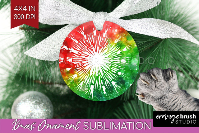 Tie Dye Christmas Ornament Sublimation - Glitter Ornament Sublimation OrangeBrushStudio 