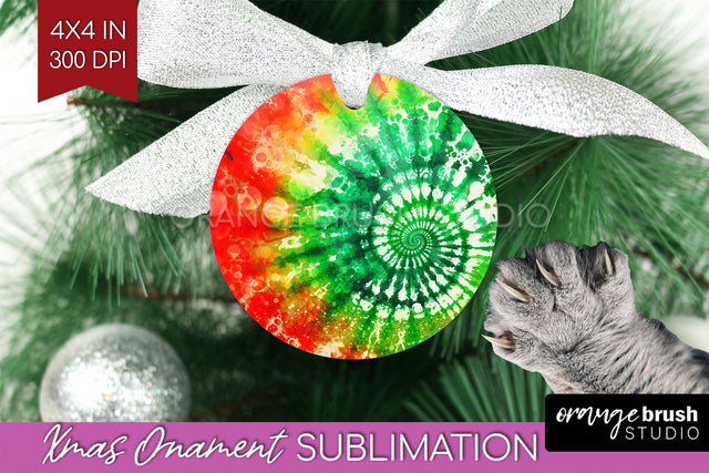 Tie Dye Christmas Ornament Sublimation - Glitter Ornament Sublimation OrangeBrushStudio 