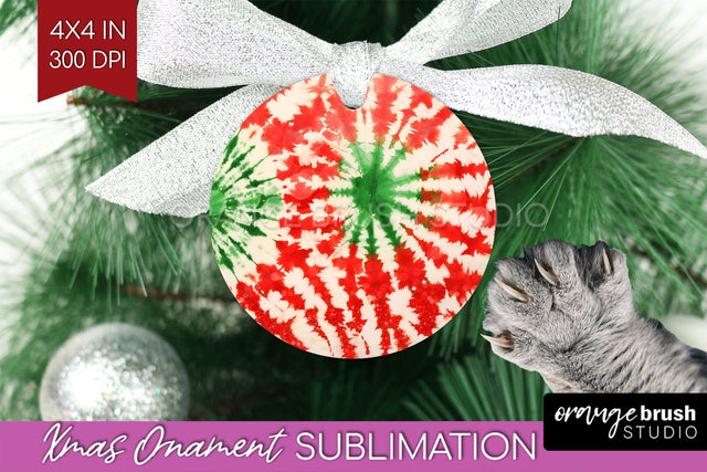 Tie Dye Christmas Ornament Sublimation - Glitter Ornament Sublimation OrangeBrushStudio 