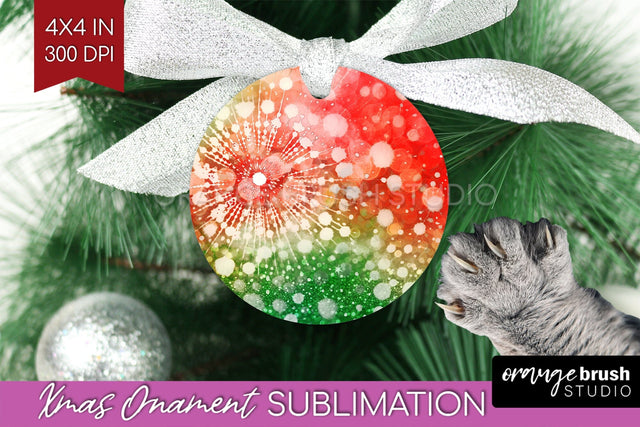 Tie Dye Christmas Ornament Sublimation - Glitter Ornament Sublimation OrangeBrushStudio 