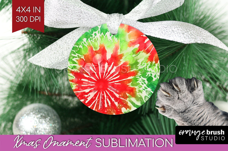 Tie Dye Christmas Ornament Sublimation - Glitter Ornament Sublimation OrangeBrushStudio 