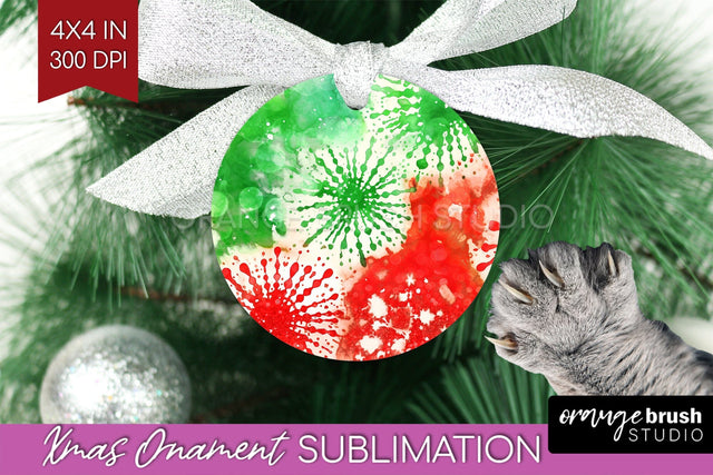 Tie Dye Christmas Ornament Sublimation - Glitter Ornament Sublimation OrangeBrushStudio 