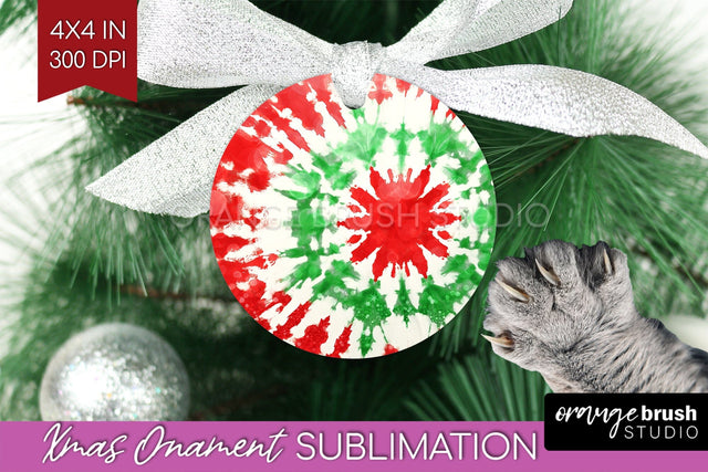 Tie Dye Christmas Ornament Sublimation - Glitter Ornament Sublimation OrangeBrushStudio 