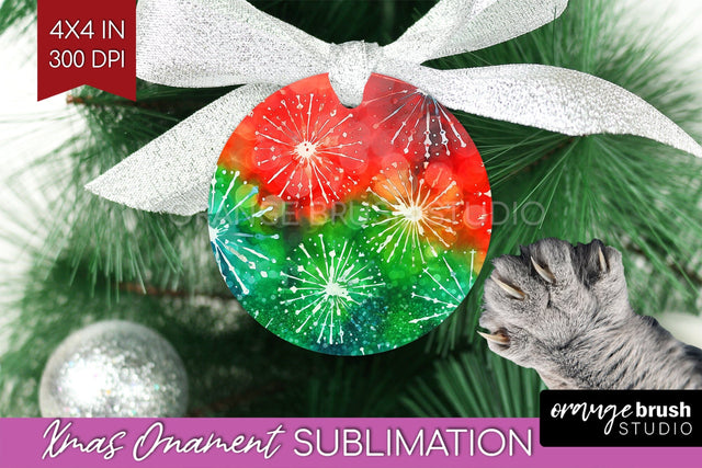 Tie Dye Christmas Ornament Sublimation - Glitter Ornament Sublimation OrangeBrushStudio 
