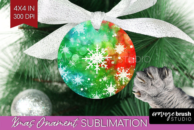 Tie Dye Christmas Ornament Sublimation - Glitter Ornament Sublimation OrangeBrushStudio 