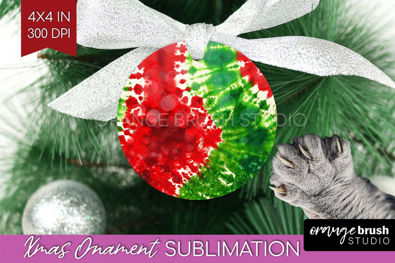 Tie Dye Christmas Ornament Sublimation - Glitter Ornament Sublimation OrangeBrushStudio 