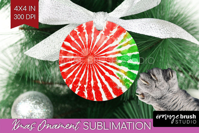 Tie Dye Christmas Ornament Sublimation - Glitter Ornament Sublimation OrangeBrushStudio 